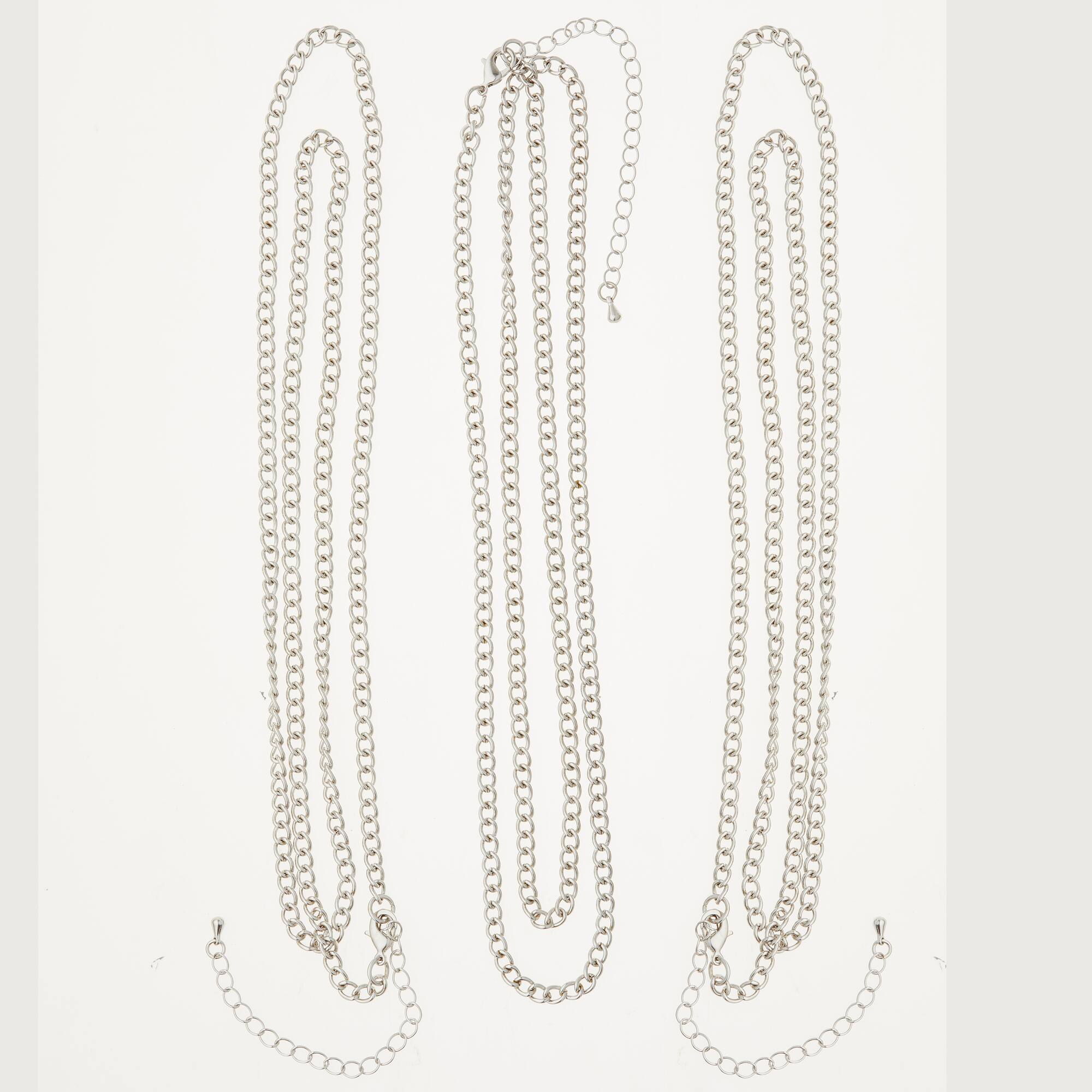 12 Packs: 3 ct. (36 total) 30" Rhodium Curb Chain Necklaces by Bead Landing™